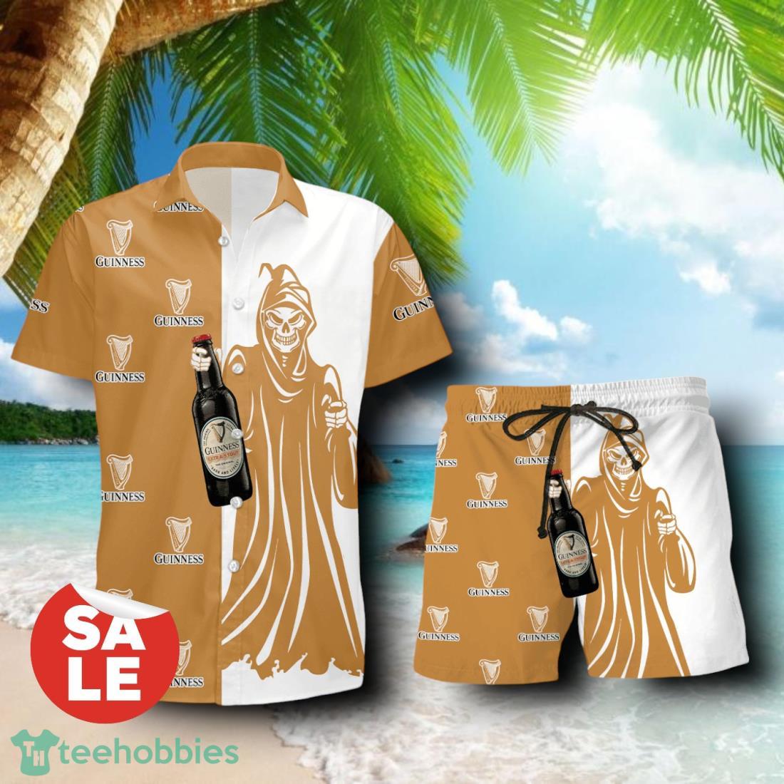 Guinness Death Halloween Combo Hawaiian Shirt & Shorts For Men Women