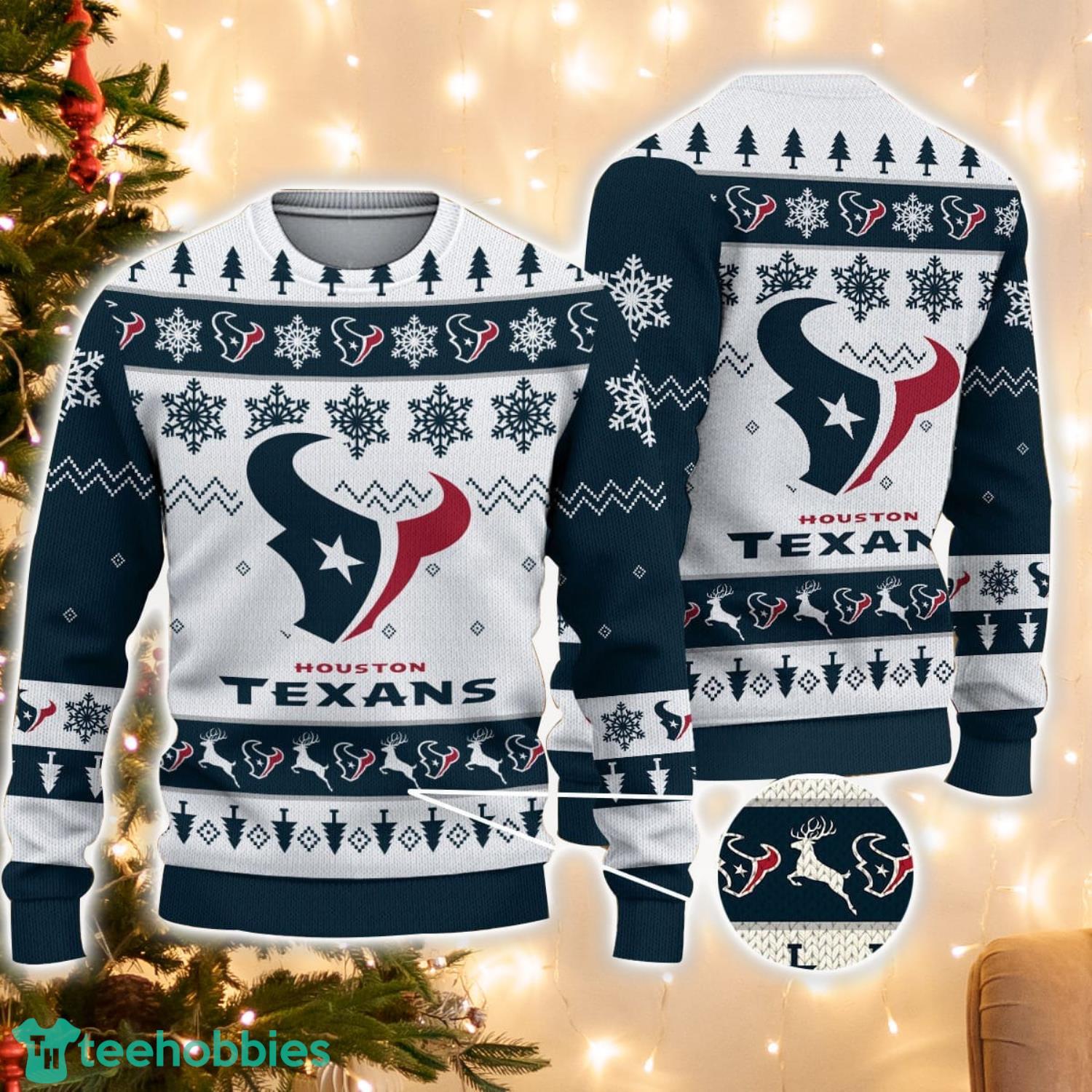 Houston Texans Logo Ugly Christmas Sweater 3D Printed Unisex Sweater For Men And Women