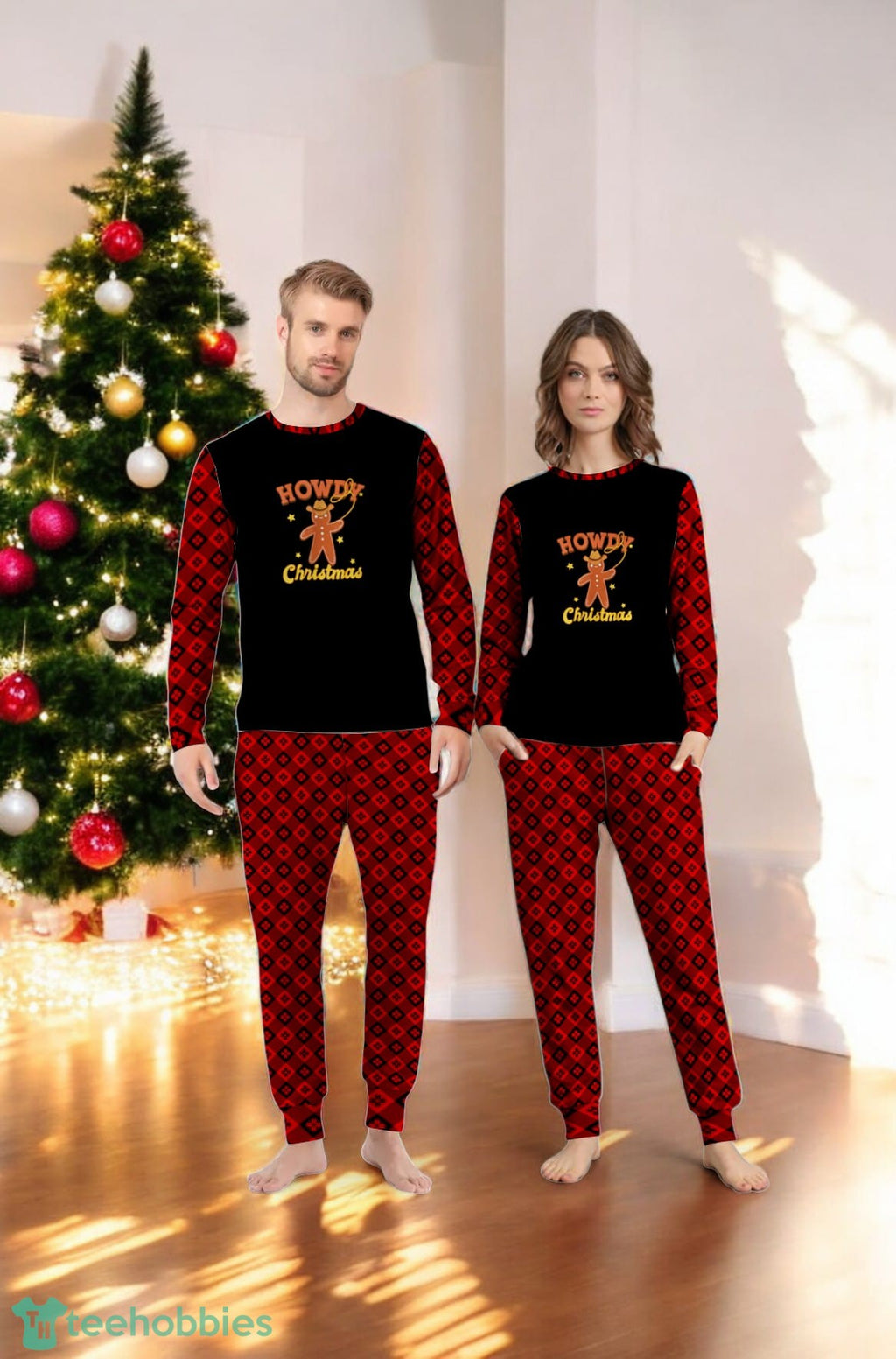 Howdy Gingerbread Man Cowboy Christmas Cowboy Family Matching Pajama Set