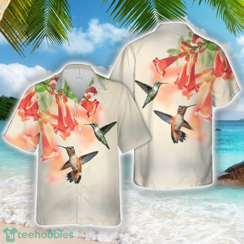 Hummingbirds Trumpet Flower Hawaiian Shirt Beach Shirt