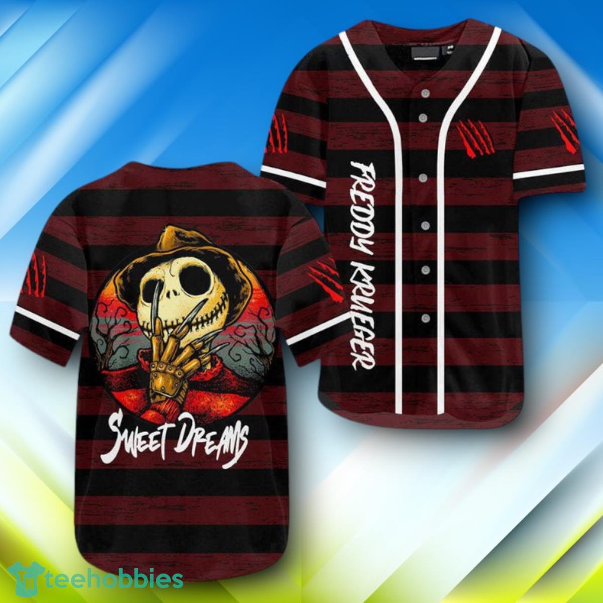 Jack Skellington Freddy Krueger Sweet Dreams Halloween Baseball Jersey Style Gift