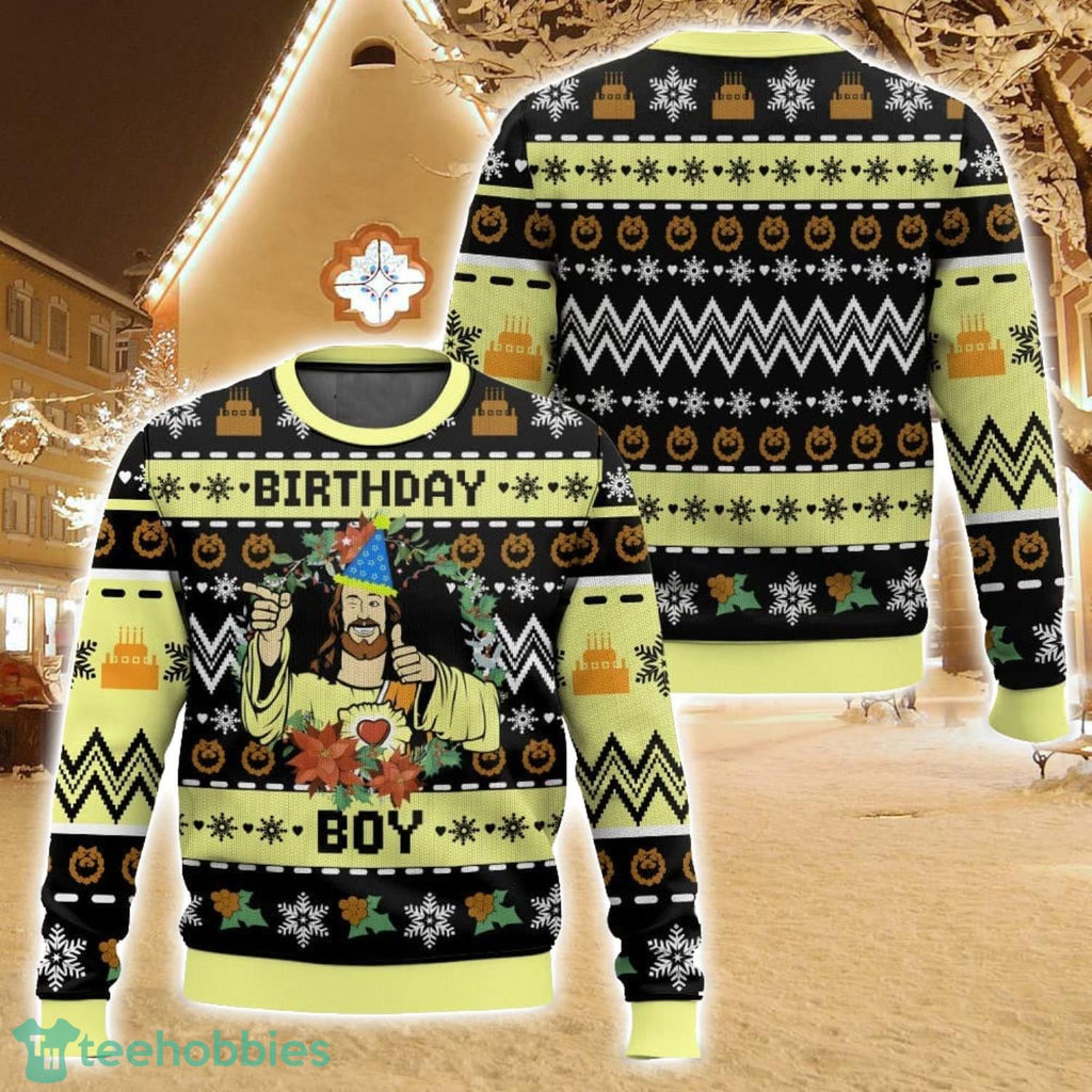 Jesus Birthday Boy Ugly Christmas Sweater Holiday Sweater Christmas Gift For Family