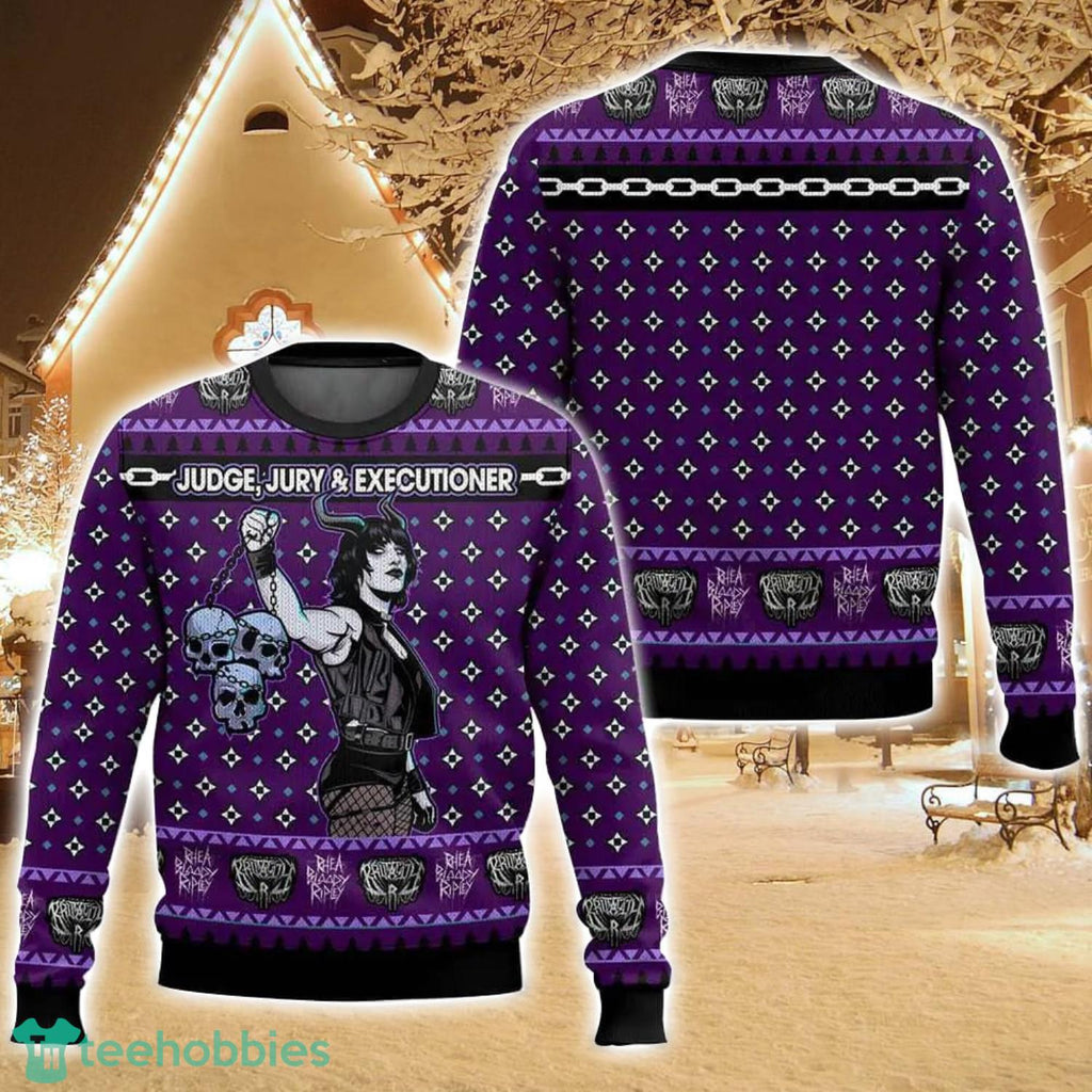 Judge Jury Executioner Rhea Ripley Ugly Christmas Sweater Holiday Sweater Christmas Gift For Family