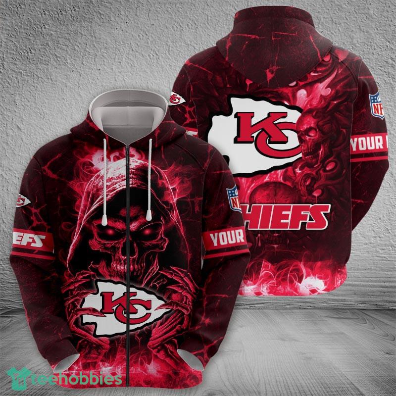 Kansas City Chiefs Fire Skull Comfy Halloween 3D Hoodie For Men Women
