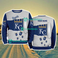 Kansas City Royals MLB Sporty Color Custom Name Christmas Ugly Sweater Gift For Fans