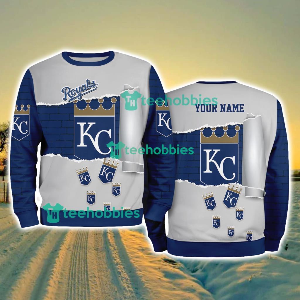 Kansas City Royals MLB Sporty Color Custom Name Christmas Ugly Sweater Gift For Fans