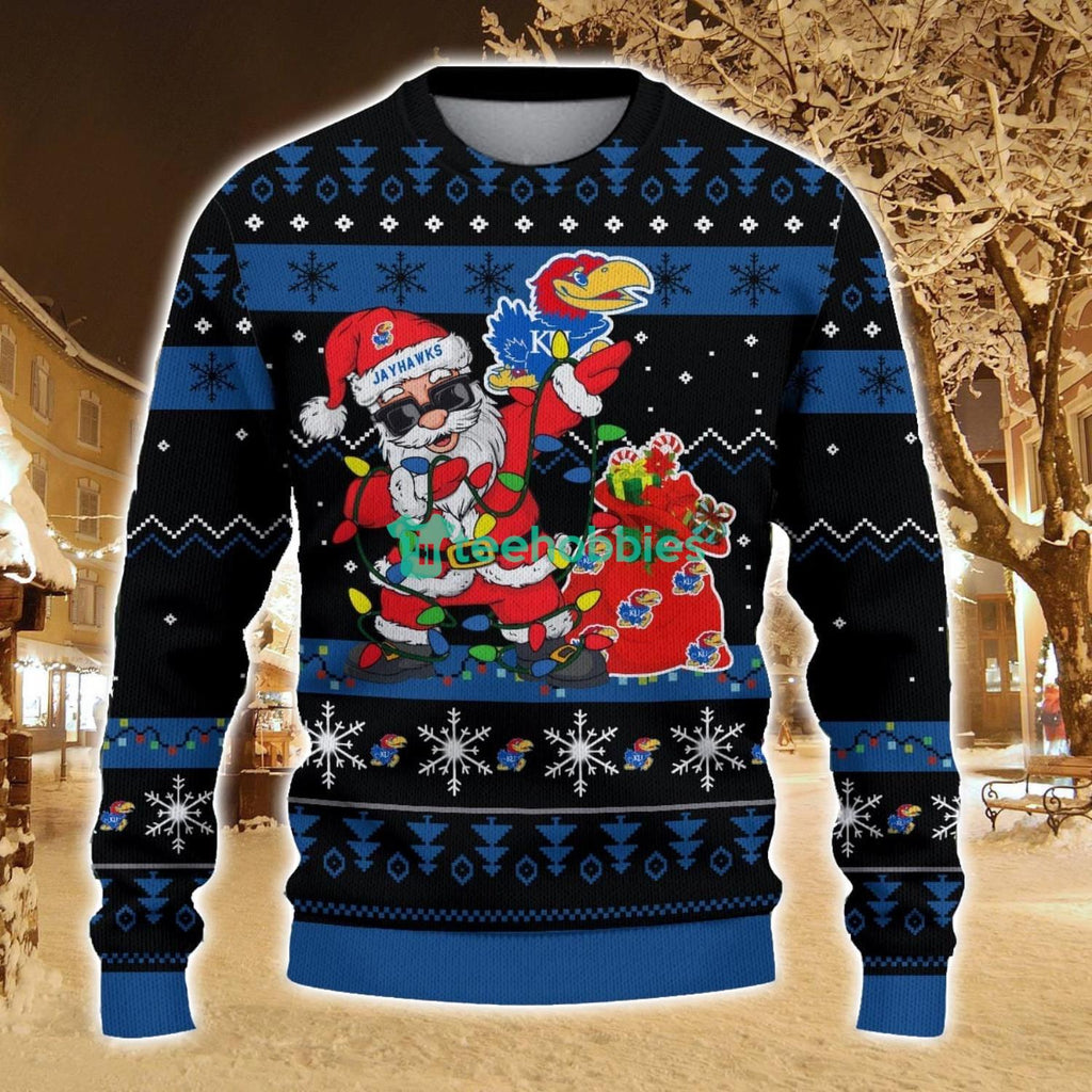 Kansas Jayhawks Santa Claus Ugly Christmas Sweater All Printed Sweater For Fans Gift Ideas