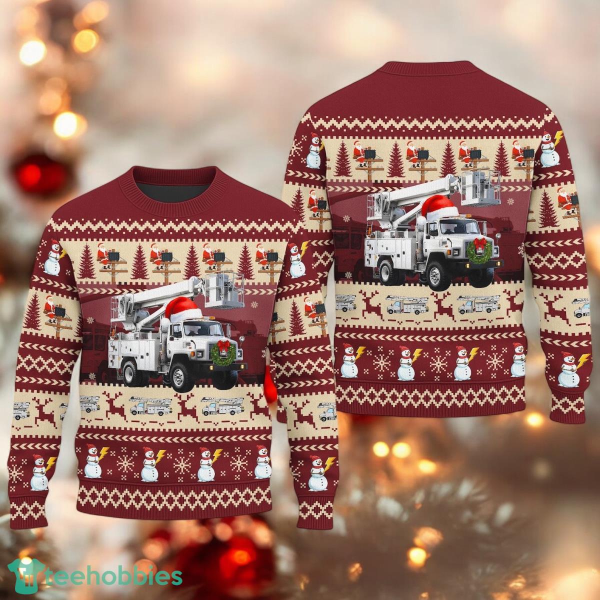 Lineman Truck Ugly Christmas Sweater Lineman Jobs Christmas Ugly Sweater