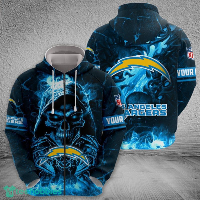 Los Angeles Chargers Fire Skull Boutique Halloween Hoodie For Men Women