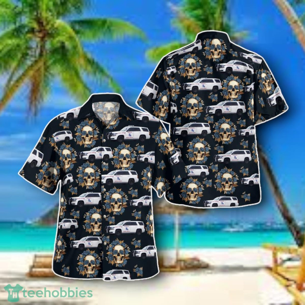 Louisiana State Police Vehicles Skull With Floral Golden Roses Hawaiian Shirt Style Gift