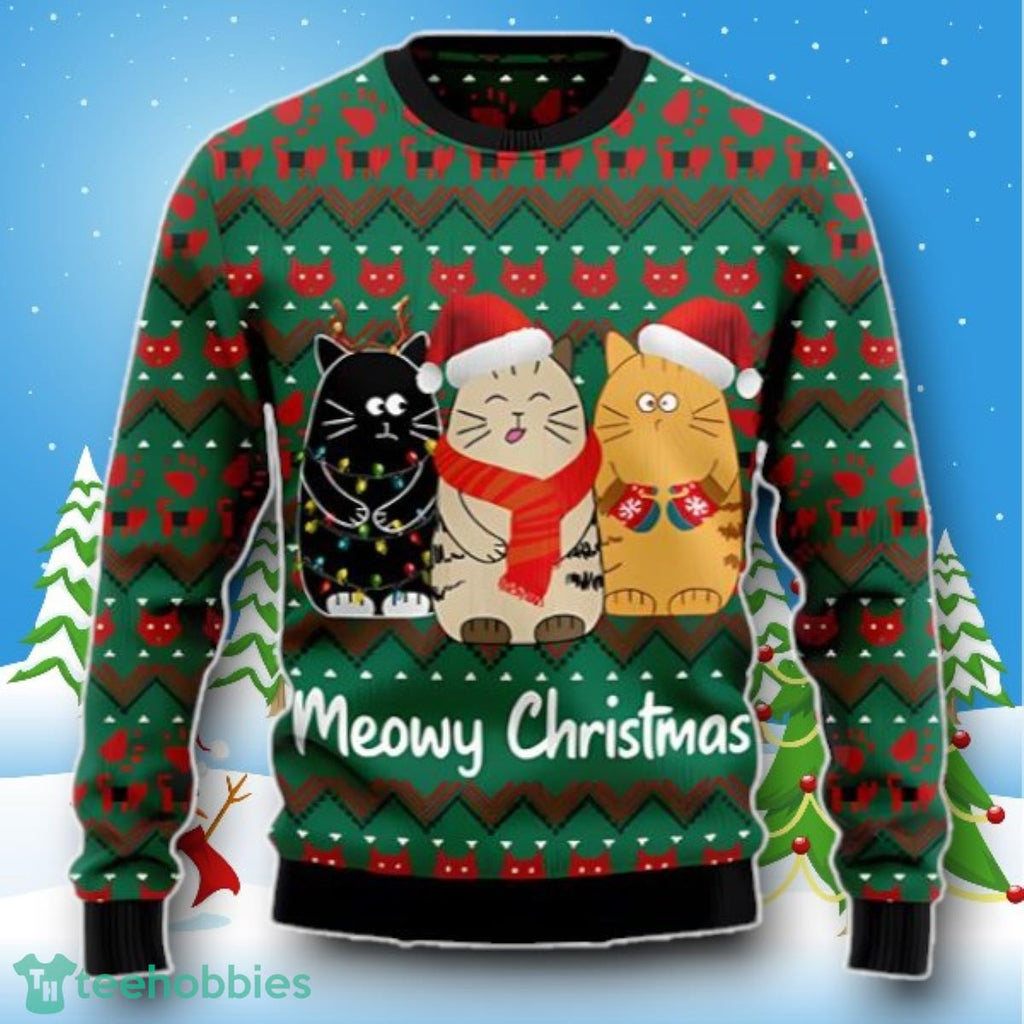 Lover Cat Meowy Ugly Christmas Sweater Style Gift