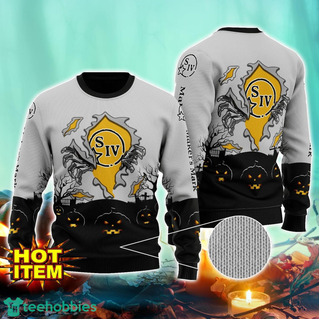 Maker’s Mark Scary Night Halloween Hand Pull Out Halloween 3D Sweater For Men and Women