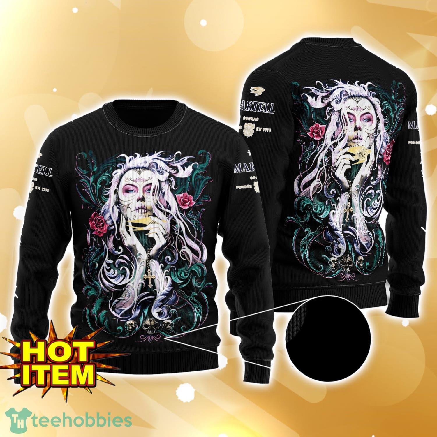 Martell Cognac Tattoo Girl 3D Ugly Christmas Sweater For Men And Women
