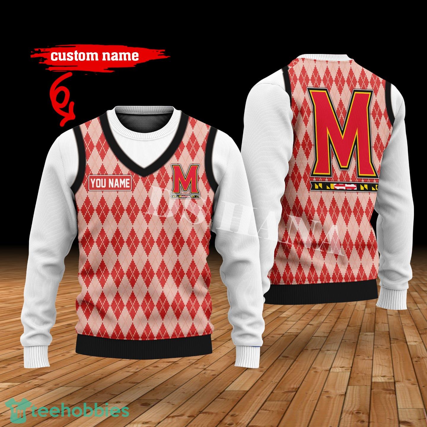 Maryland Terrapins Custom Name New Style Sweater Ghile Style 3D Print Christmas Sweater