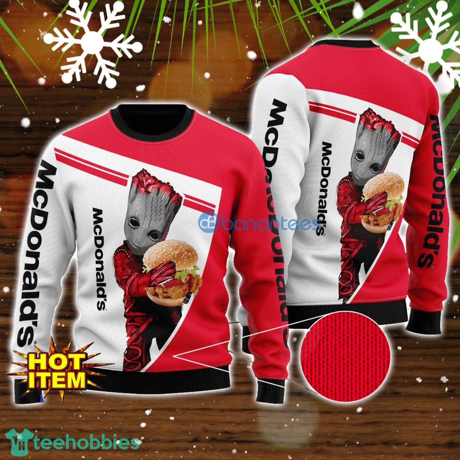 Mcdonald’s And Baby Groot 3D Ugly Christmas Sweater For Men And Women Christmas Gift