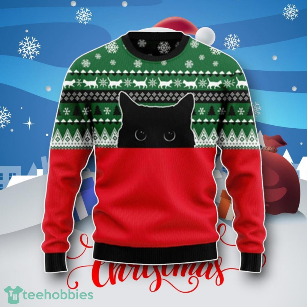 Meow Meow Black Cat Ugly Christmas Sweater Unique Gift