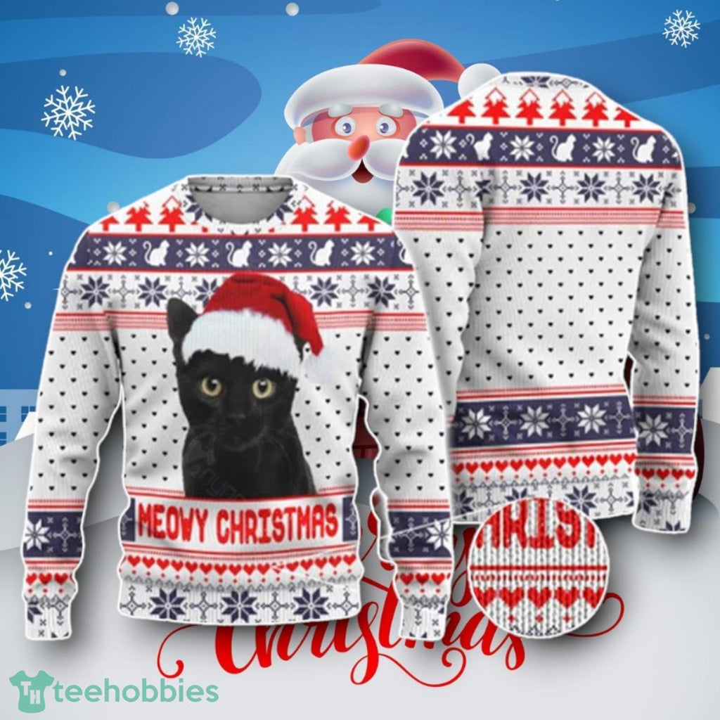 Meowy Christmas Cat Ugly Christmas Sweater Unique Gift White Unique Gift
