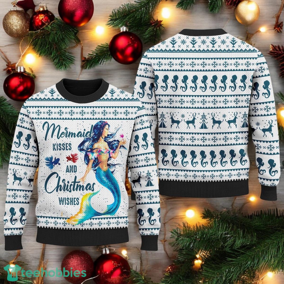 Mermaid Wishes Ugly Christmas Sweater Mermaid Christmas Xmas Holiday Sweater