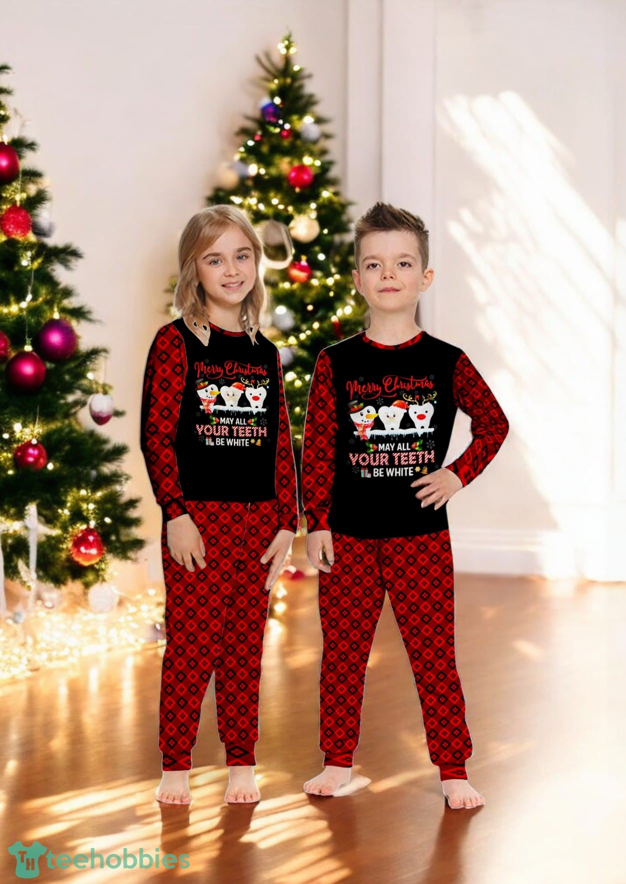 Merry Christmas May All Your Teeth Be White Dental Hygienist Family Matching Pajama Set