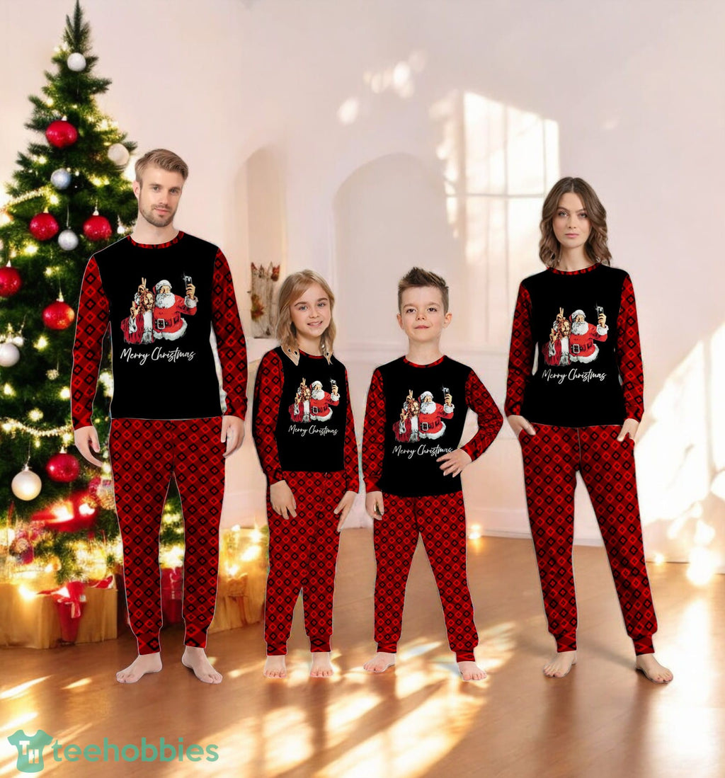 Merry Christmas Santa And Jesus Selfie Funny Xmas Family Matching Pajama Set