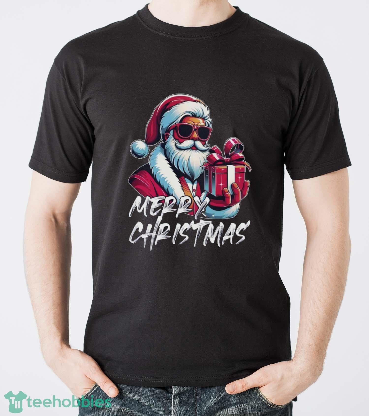Merry Christmas Sweatshirt, Cool Santa with Sunglasses Hoodie Shirt