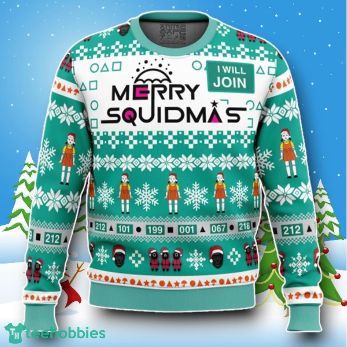 Merry Squidmas Squid Game Xmas 3D Ugly Christmas Sweater Style Gift Christmas