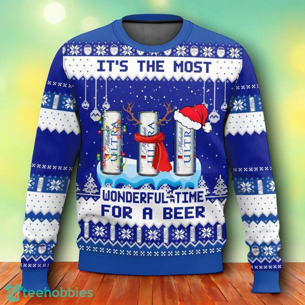 Michelob Ultra It’s The Most Wonderful Time For A Beer Ugly Christmas Sweater For Men Women