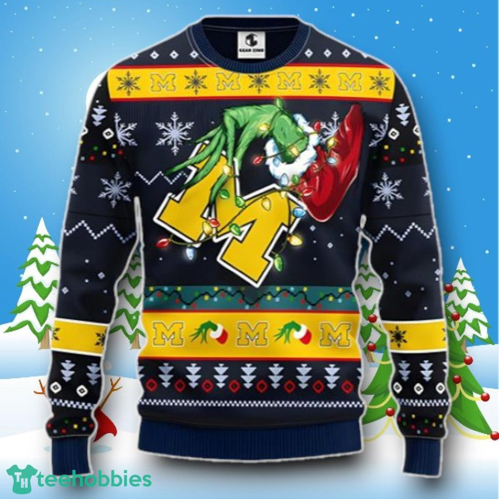 Michigan Wolverines Grinch Ugly Christmas Sweater Style Gift