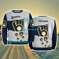 Milwaukee Brewers MLB Sporty Color Custom Name Christmas Ugly Sweater Gift For Fans