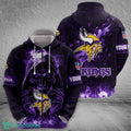 Minnesota Vikings Fire Skull Ensemble Halloween Hoodie AOP For Men Women