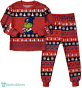 MLB Grinch Texas Rangers MLB Custom Name Christmas Knitting Pattern Matching Family Pajamas Set