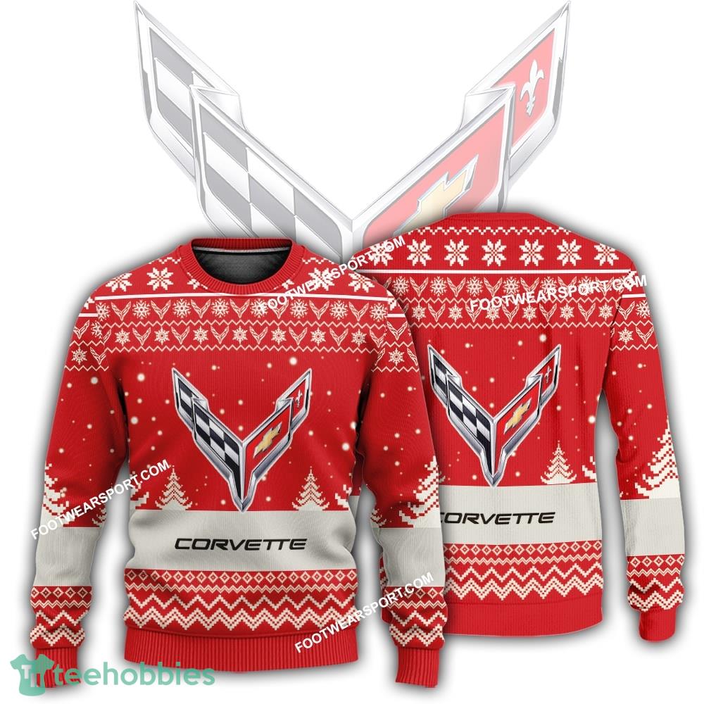 New Logo Chevrolet Corvette Car Racing Needle Knitted Christmas Sweater For Men Women