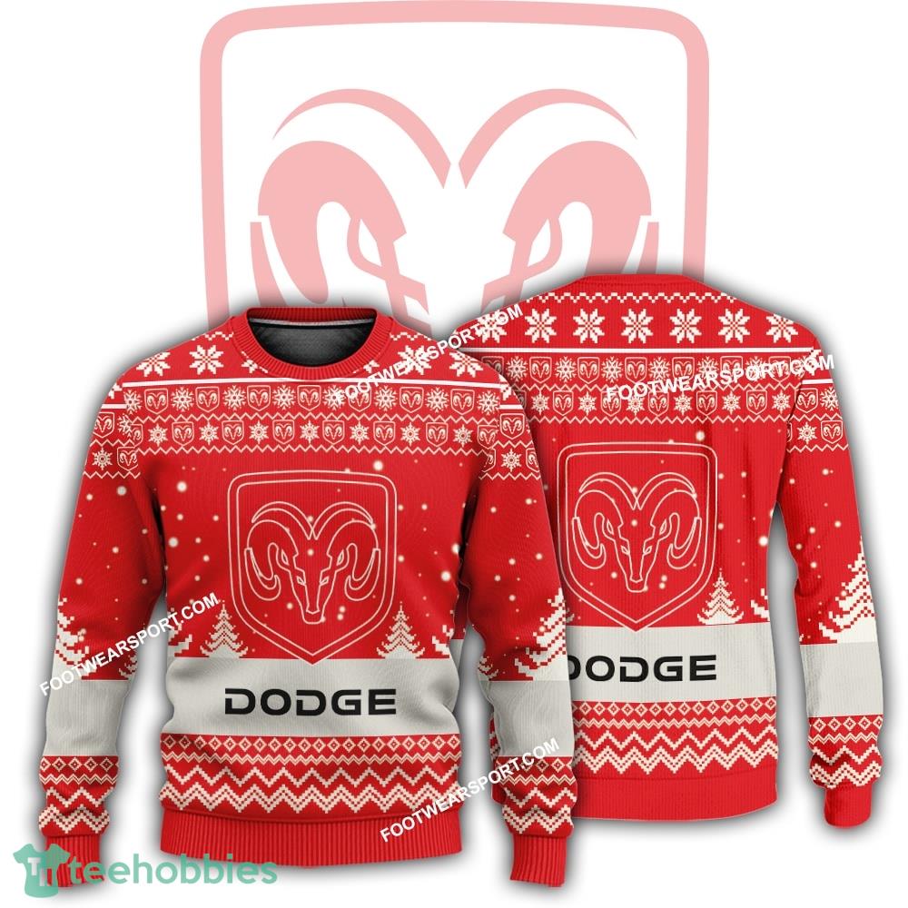 New Logo Dodge Car Racing Lights Knitted Christmas 3D Sweater Gift For Adult