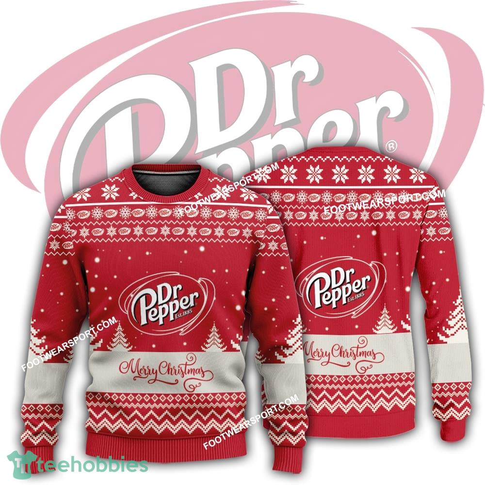New Logo Dr Pepper Poinsettia Ugly Christmas 3D Sweater Gift Holidays