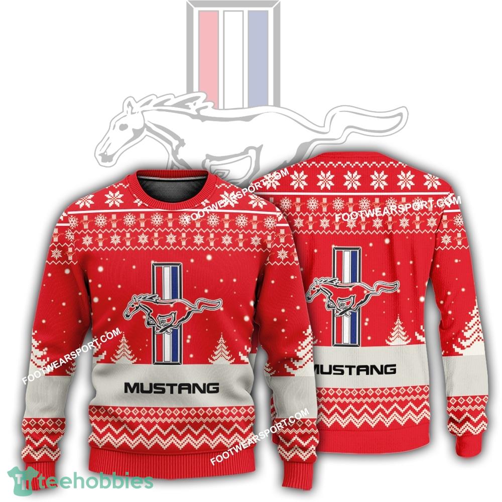 New Logo Ford Mustang Car Racing Hygge Ugly Christmas Sweater AOP Gift Holidays