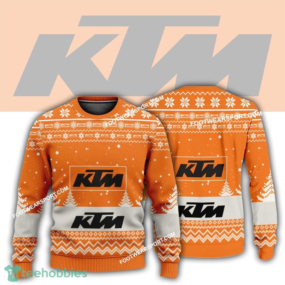 New Logo KTM Motorcycle Eggnog Knitted Christmas 3D Sweater Gift For Adult
