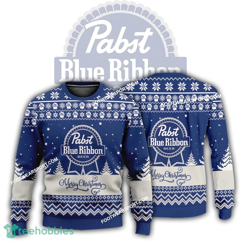 New Logo Pabst Blue Ribbon Merry-Making Ugly Christmas Sweater Gift Holidays