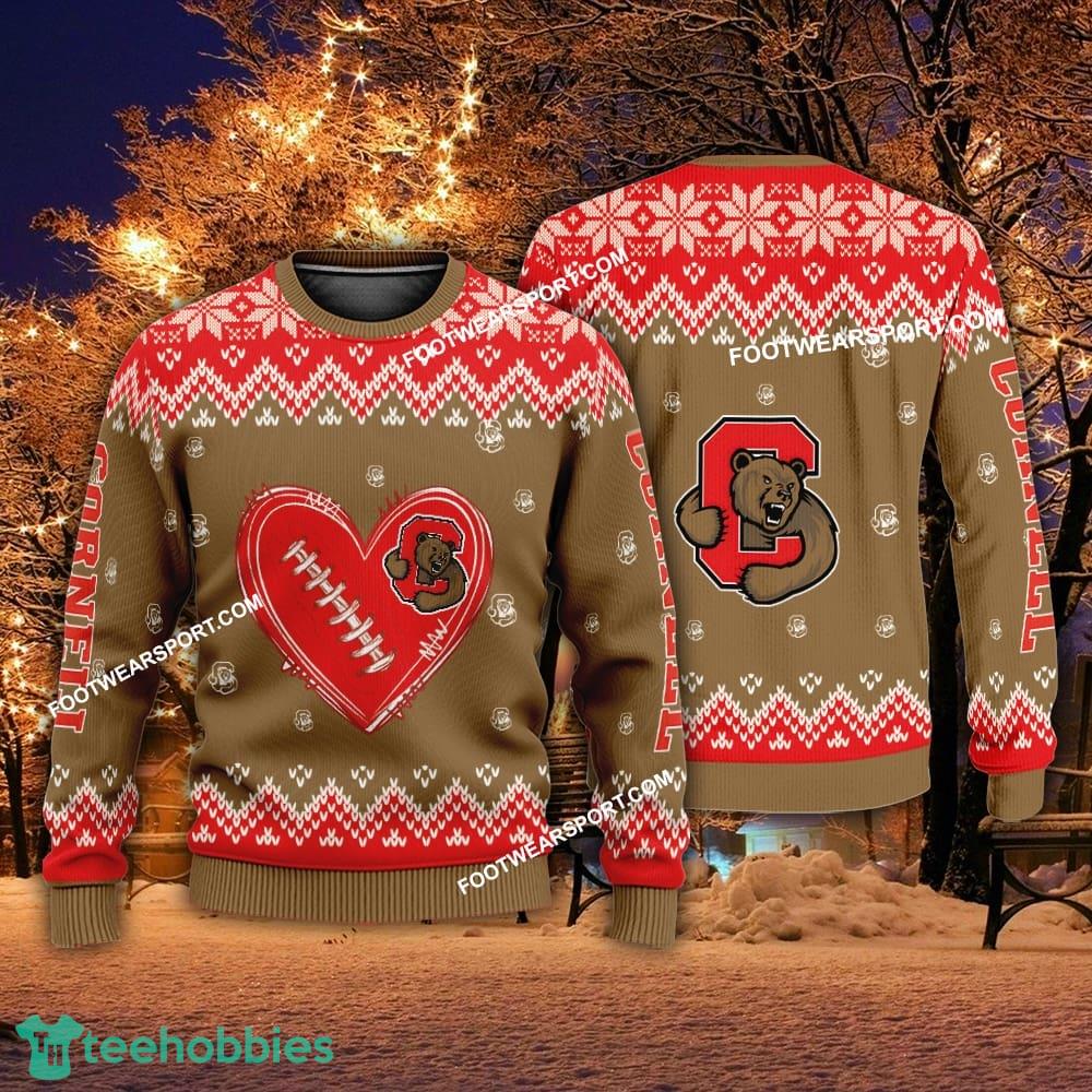 New Style Heart Football Cornell Big Red Christmas Sweater Gift Holidays