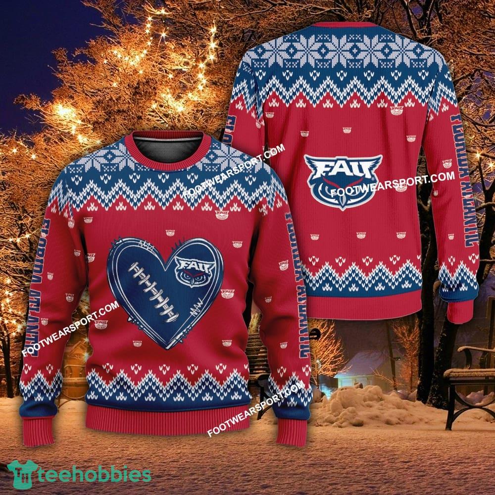 New Style Heart Football Florida Atlantic Owls Christmas Sweater Gift For Adult