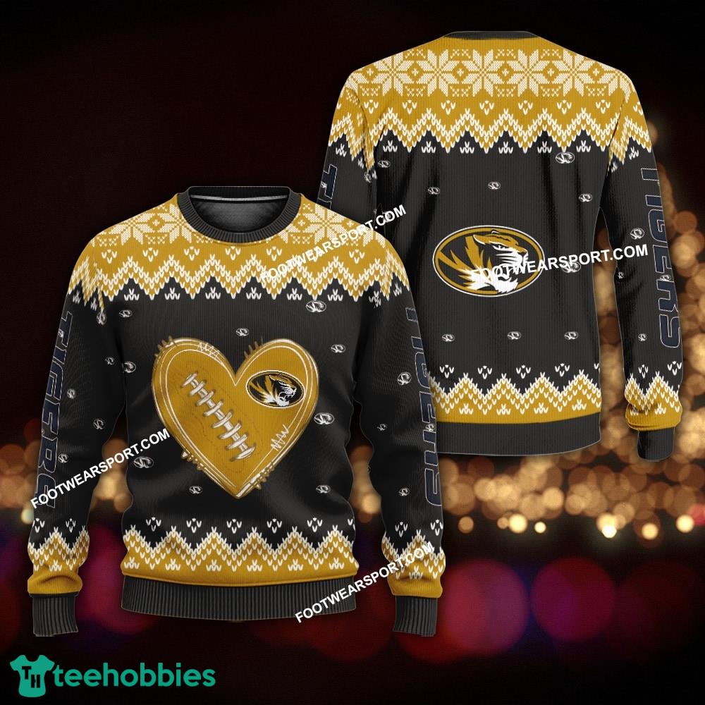 New Style Heart Football Missouri Tigers Christmas Sweater For Men Women
