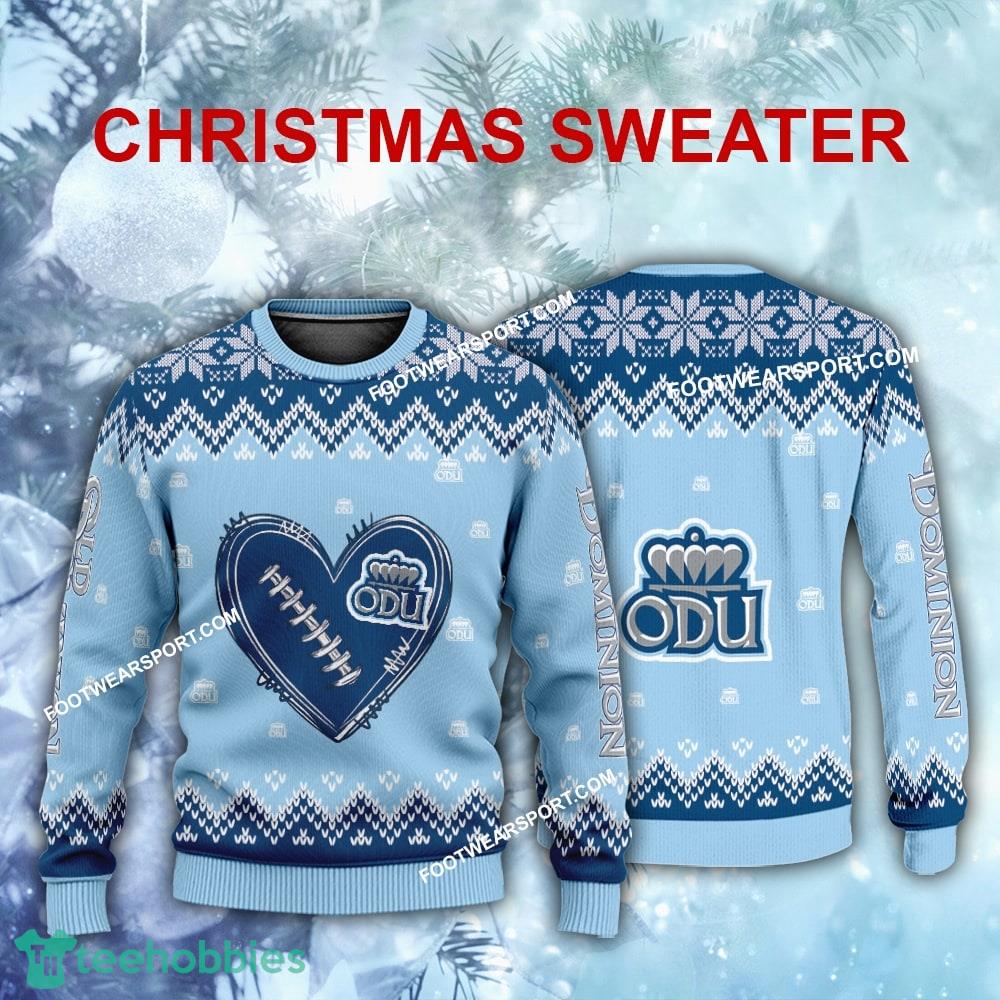 New Style Heart Football Old Dominion Monarchs Xmas Sweater AOP For Men Women