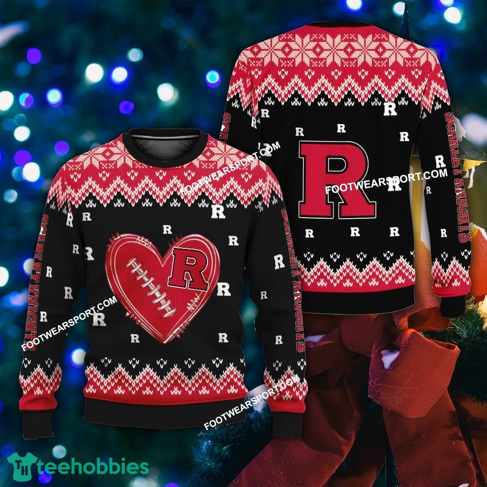 New Style Heart Football Rutgers Scarlet Knights Christmas 3D Sweater Gift Holidays
