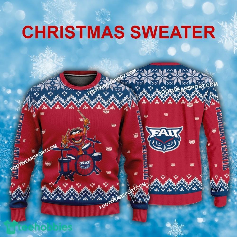 New Style Muppets Play Drums Florida Atlantic Owls Xmas 3D Sweater Gift For Adult