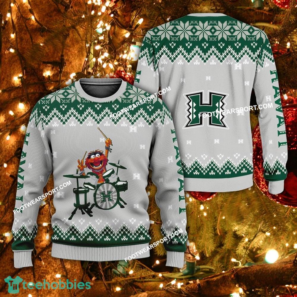New Style Muppets Play Drums Hawaii Rainbow Warriors Christmas Sweater For Men Women