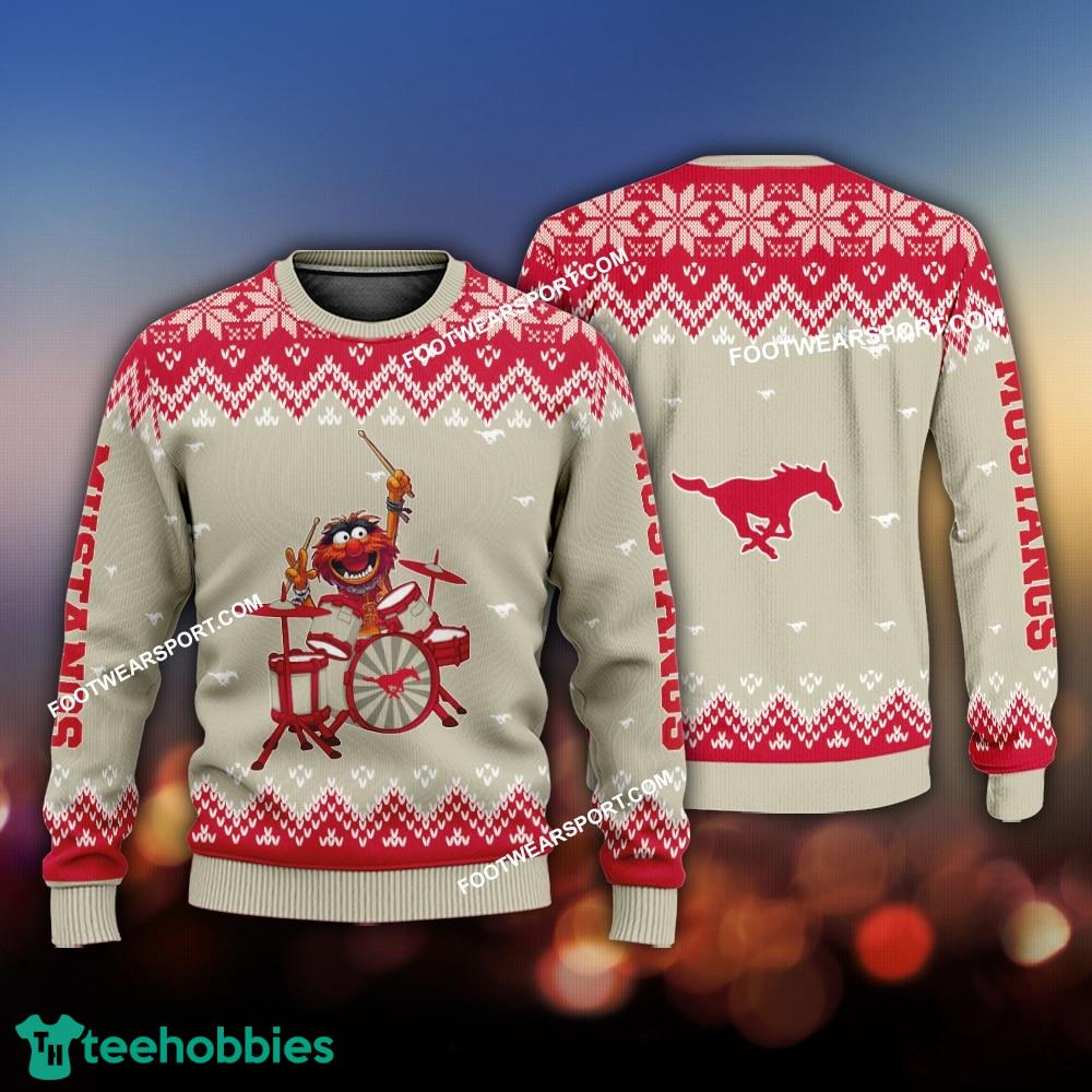 New Style Muppets Play Drums SMU Mustangs Christmas Sweater For Men Women