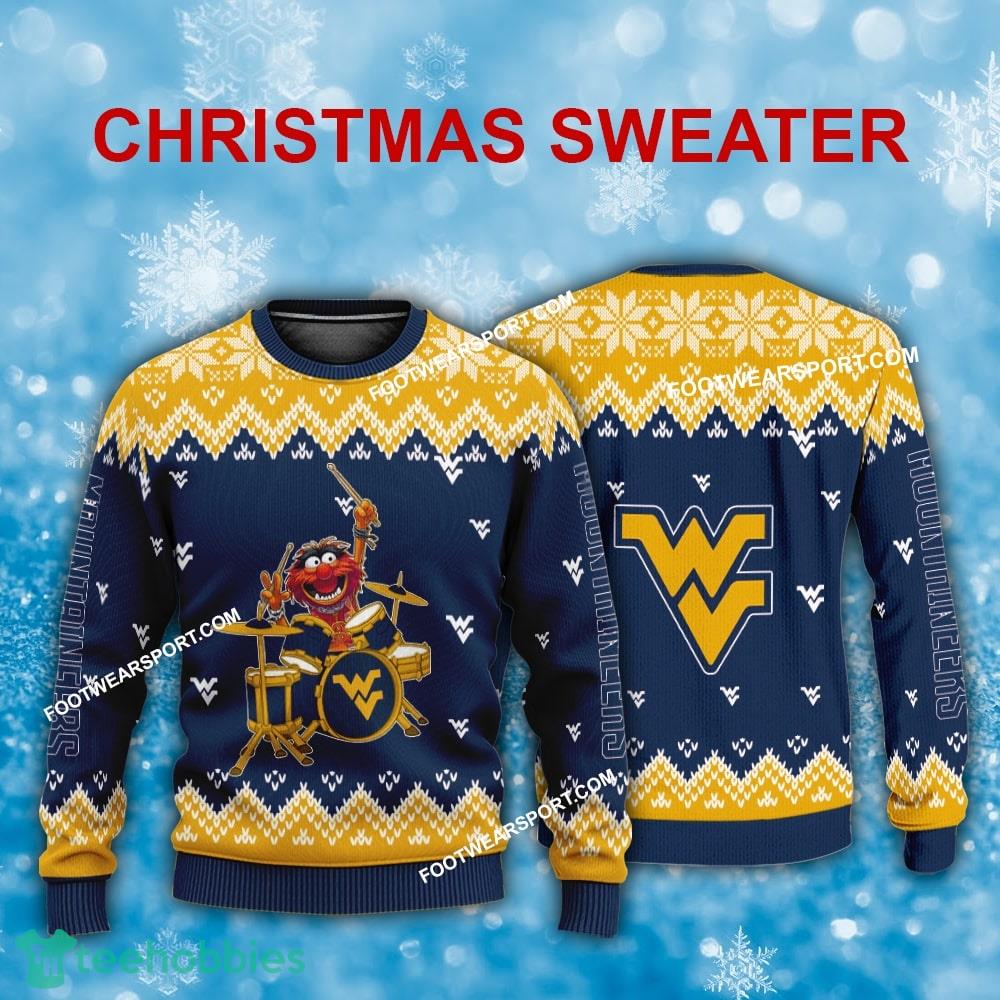 New Style Muppets Play Drums West Virginia Mountaineers Christmas Sweater For Men Women