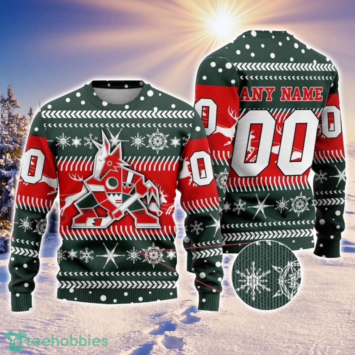 NHL Arizona Coyotes Personalized Name And Number 3D Sweater For Christmas Holiday Personalized Gift