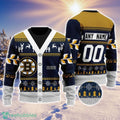 NHL Boston Bruins Personalized Name And Number All Over Print 3D Ugly Christmas Sweater Christmas Gift
