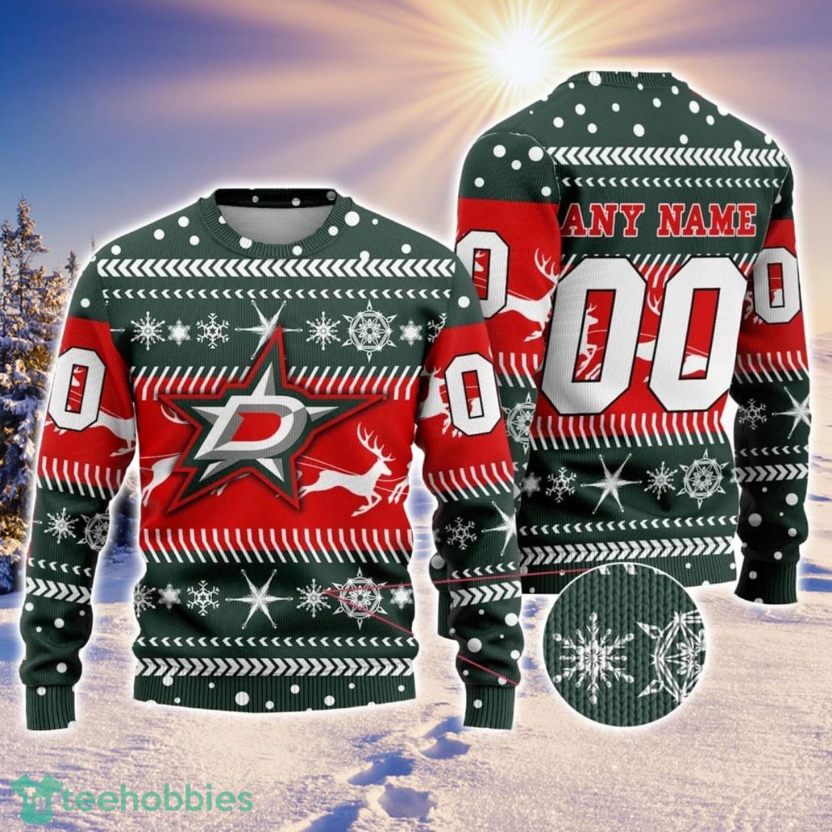 NHL Dallas Stars Personalized Name And Number 3D Sweater For Christmas Holiday Personalized Gift