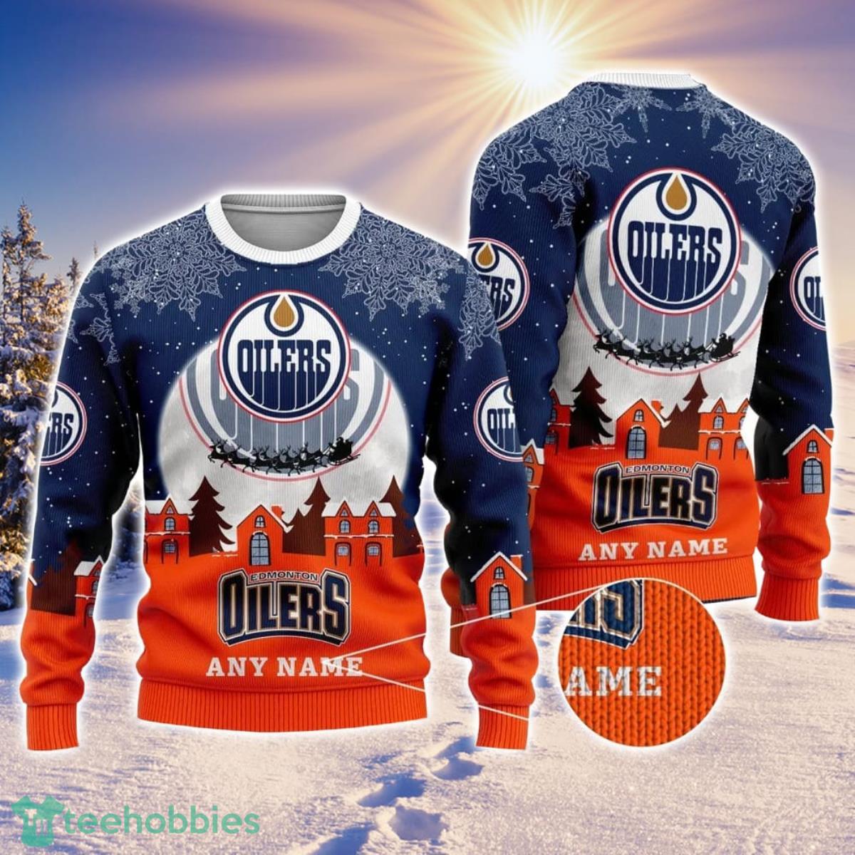 NHL Edmonton Oilers Personalized Name Ugly Christmas Sweater Christmas Gift For Sport Fans